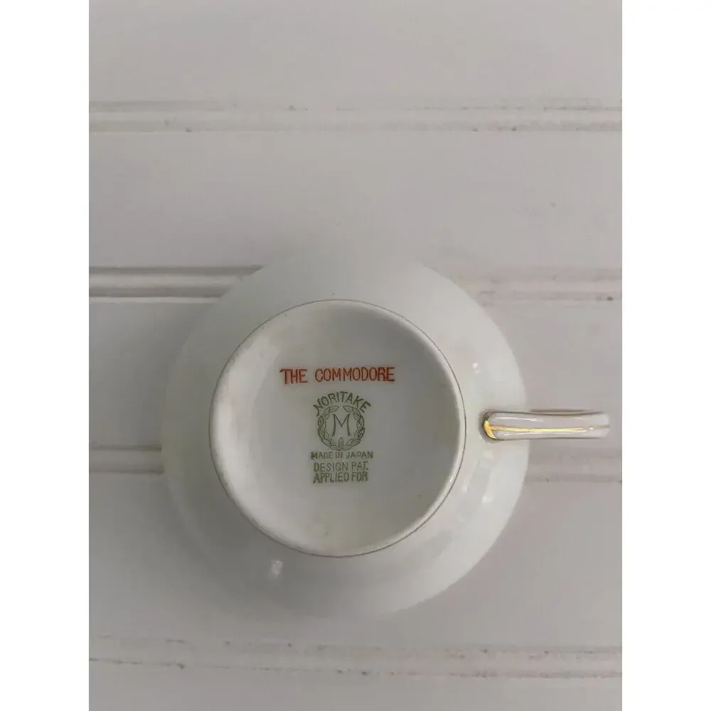 Noritake Vintage Flat Cup Saucer Porcelain Set The Commodore Coffee Tea Classic